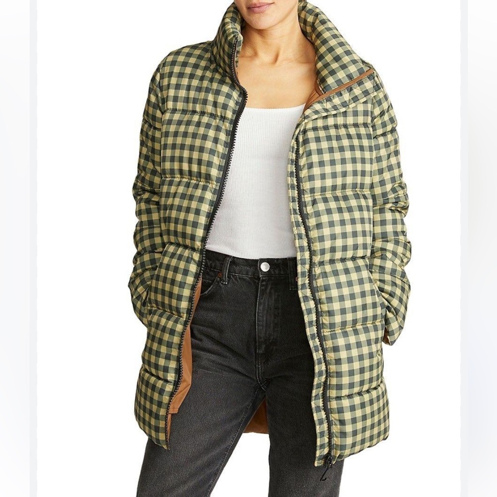 REBECCA MINKOFF Gingham Check Puffer Jacket Size L - Picture 1 of 5